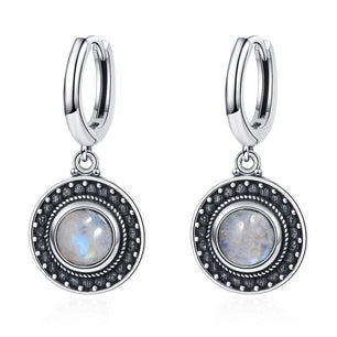 Women's 925 Sterling Silver Moonstone Wedding Hoop Earrings