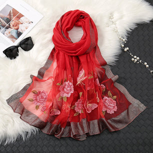 Women's Arabian Polyester Quick-Dry Floral Pattern Luxury Scarfs