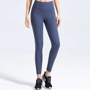 Women's Nylon High Waist Solid Pattern Fitness Sports Leggings