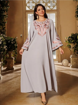 Women's Arabian Polyester Full Sleeves Embroidery Pattern Dress