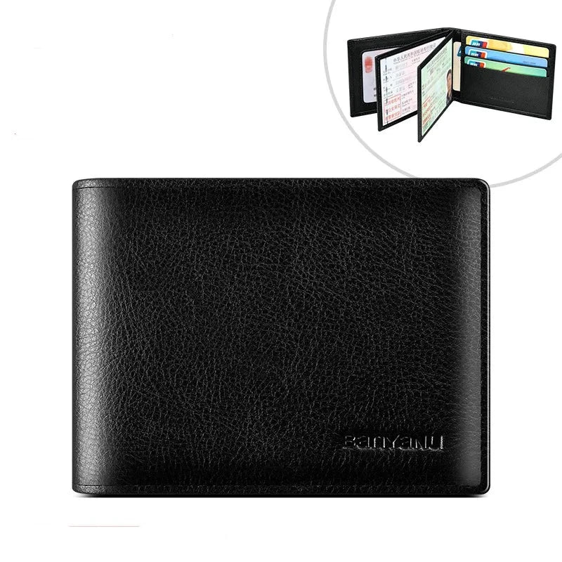 Men's Genuine Leather Letter Pattern Card Holder Trendy Wallet