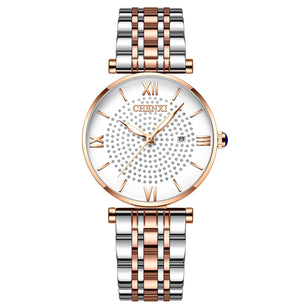 Women's Stainless Steel Round Shaped Waterproof Luxury Watch