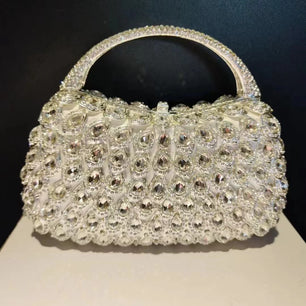 Women's Metallic Hasp Closure Rhinestone Pattern Wedding Clutch