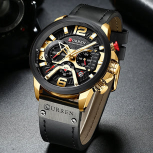 Men's Stainless Steel Buckle Clasp Round Shaped Luxury Watches