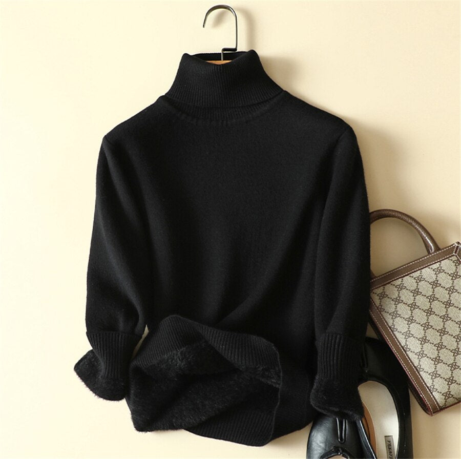 Women's Turtleneck Acrylic Knitted Pattern Casual Wear Sweaters