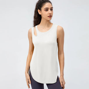 Women's Polyester O-Neck Sleeveless Fitness Yoga Workout Top