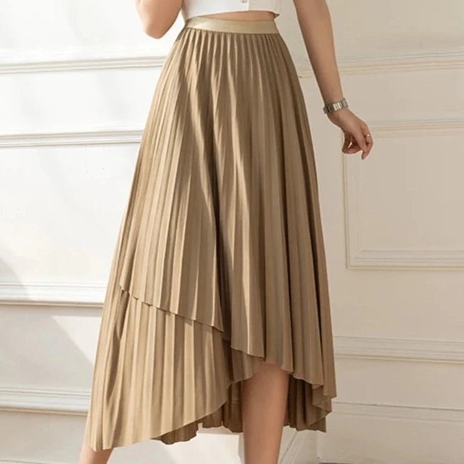 Women's Polyester High Waist Pleated Pattern Casual Wear Skirts