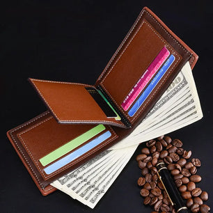 Men's PU Leather Printed Pattern Card Holder Mini Trendy Wallets