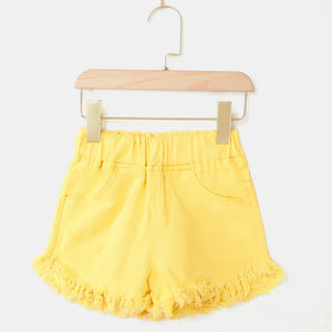 Kid's Girl Cotton Elastic Waist Closure Denim Casual Wear Shorts