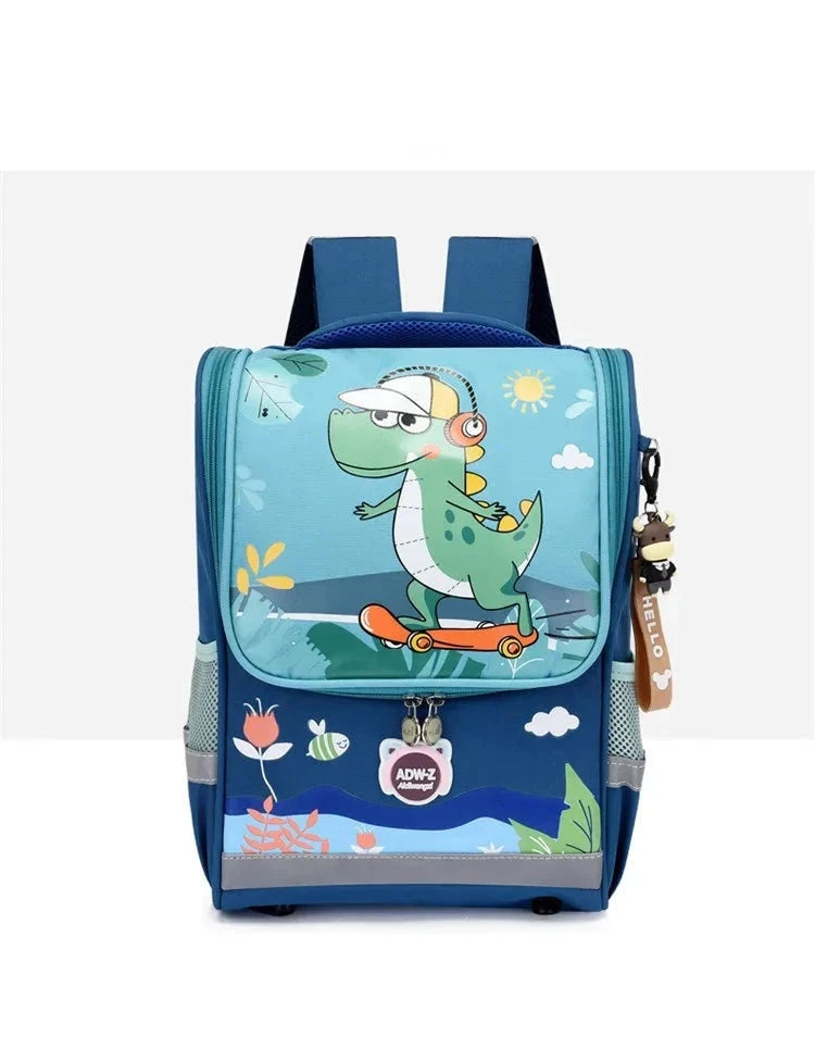 Kid's Nylon Zipper Closure Animal Pattern Trendy School Backpack