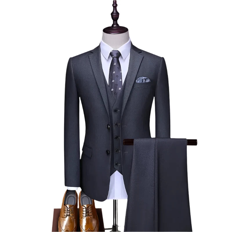 Men's Viscose Notched Long Sleeve Single Breasted Blazers Set