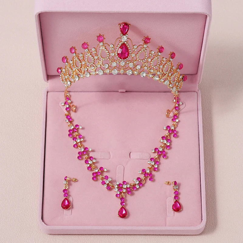 Women's Zinc Alloy Water Drop Bridal Wedding Crown Jewelry Sets