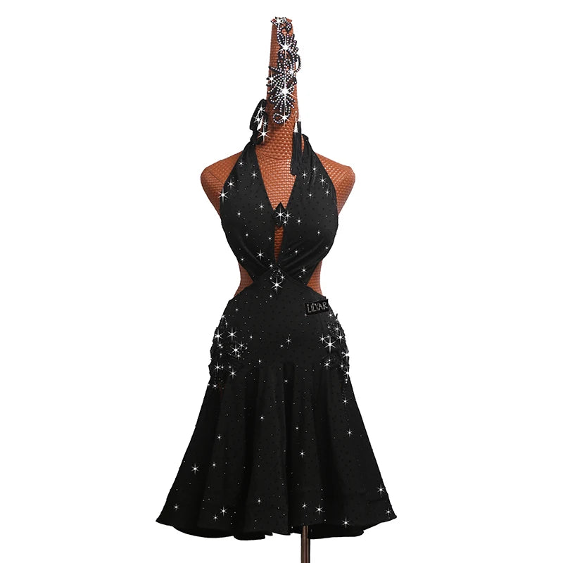 Women's Polyester Sleeveless Sequined Pattern Backless Dress