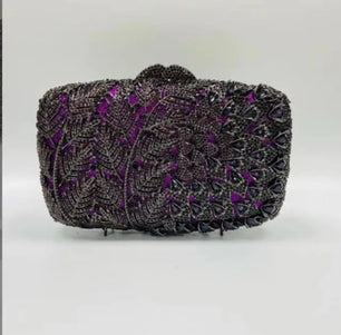 Women's Metallic Hasp Closure Rhinestone Bridal Wedding Clutch