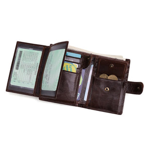 Men's Genuine Leather Card Holder Solid Pattern Trendy Wallets