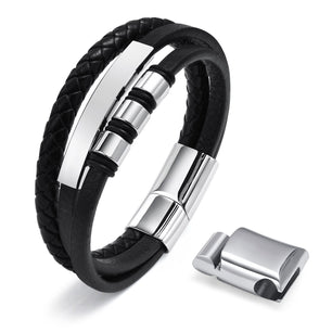 Men's Stainless Steel Prong Setting Link Chain Round Bracelet