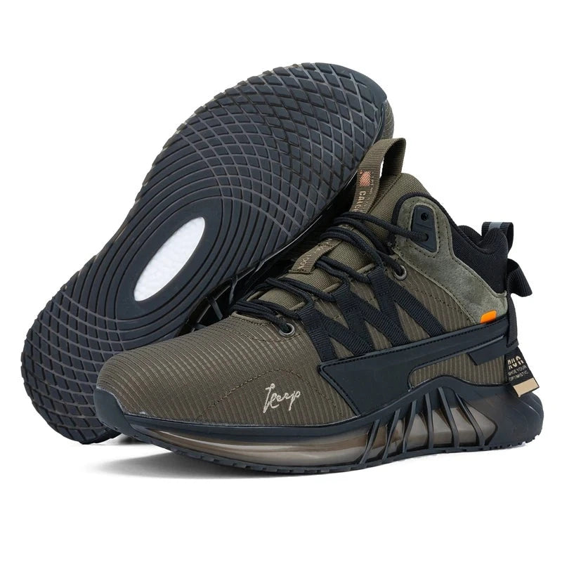 Men's Synthetic Round Toe Lace-Up Closure Waterproof Sport Sneakers