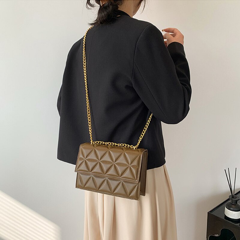 Women's PU Leather Cover Closure Geometric Pattern Shoulder Bag