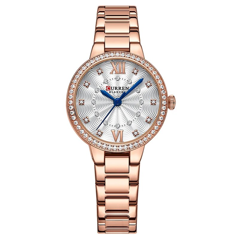 Women's Alloy Case Folding Clasp Round Waterproof Quartz Watch