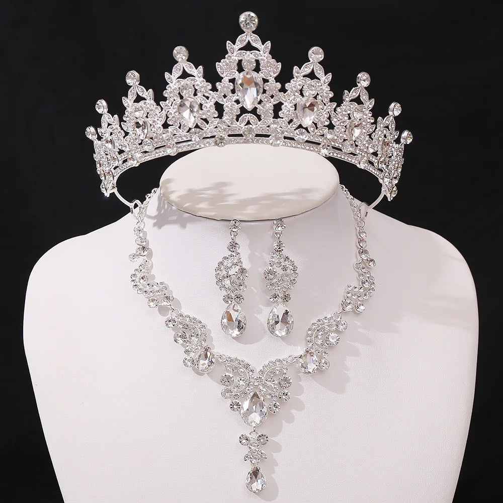 Women's Zinc Alloy Crystal Geometric Bridal Crown Jewelry Sets