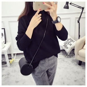 Women's Mock Neck Acrylic Full Sleeves Casual Wear Pullover Sweater