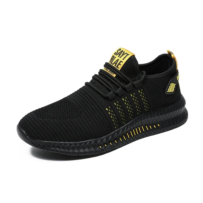 Men's Cotton Round Toe Lace-Up Closure Running Sport Sneakers