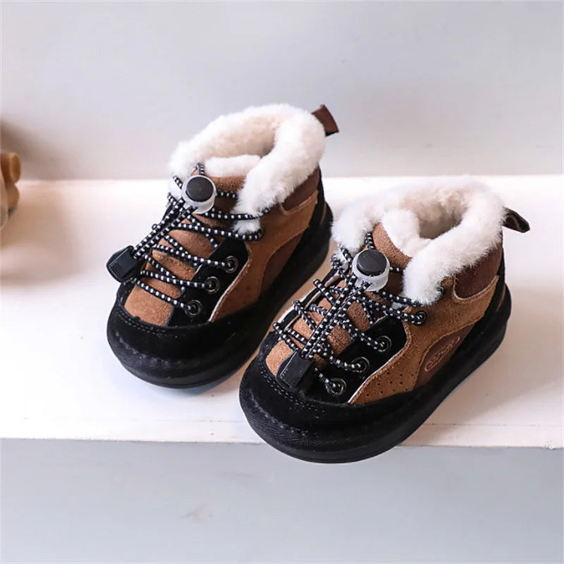 Kid's Leather Round Toe Buckle Strap Closure Casual Wear Shoes