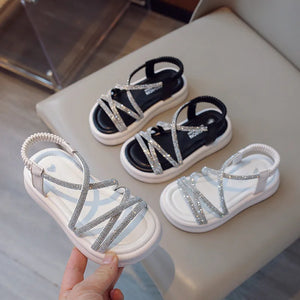 Kid's Synthetic Peep Toe Slip-On Closure Sequined Casual Shoes