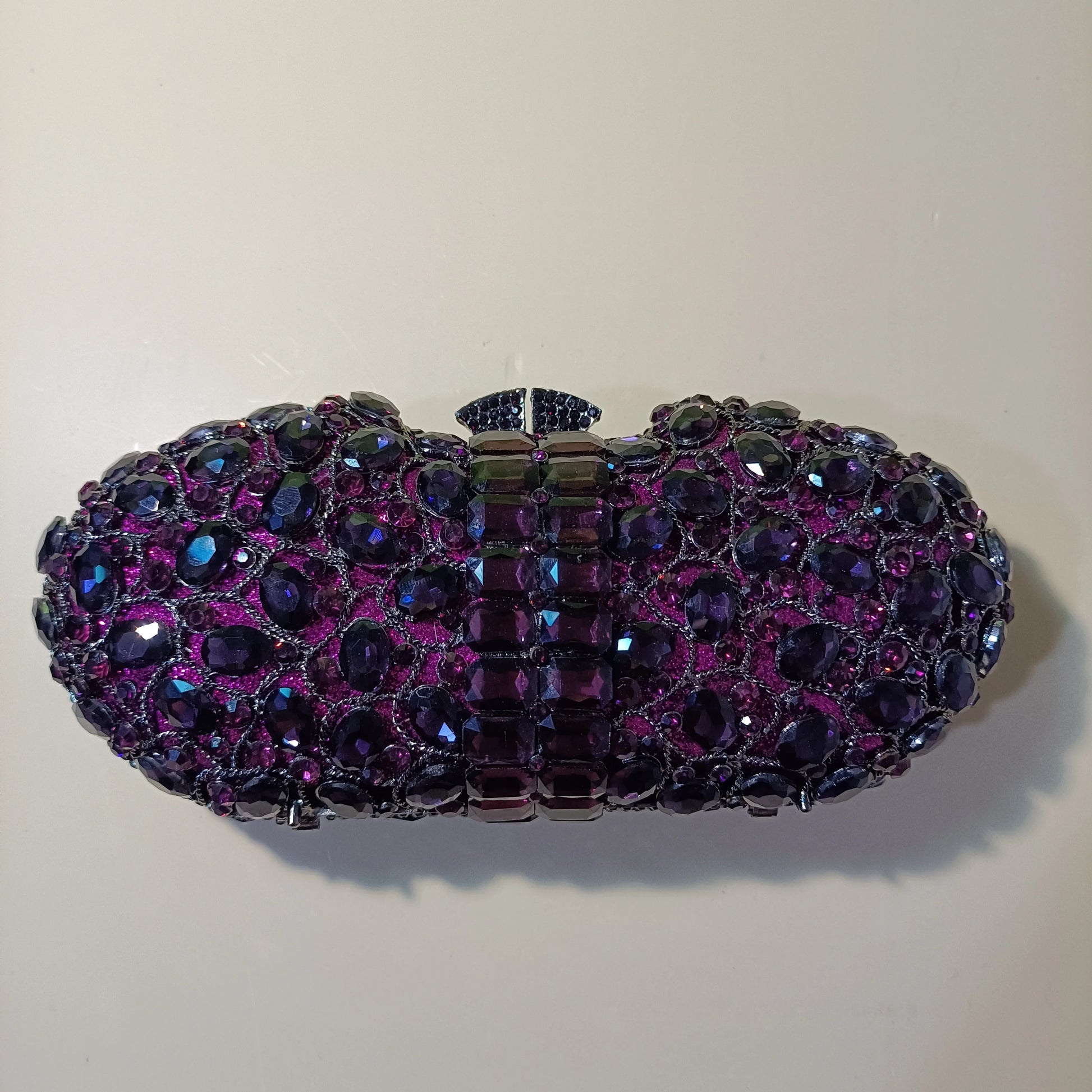 Women's Metallic Hasp Closure Rhinestone Luxury Wedding Clutch