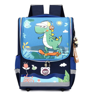 Kid's Nylon Zipper Closure Animal Pattern Trendy School Backpack