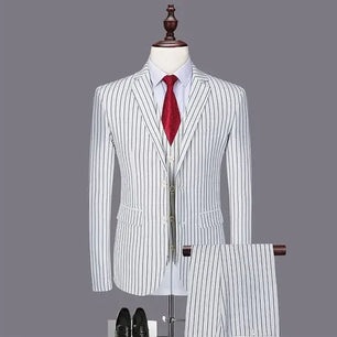 Men's Viscose Notched Long Sleeve Single Breasted Blazers Set