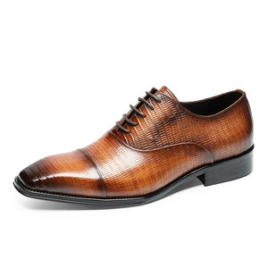 Men's Genuine Leather Square Toe Lace-Up Closure Formal Shoes