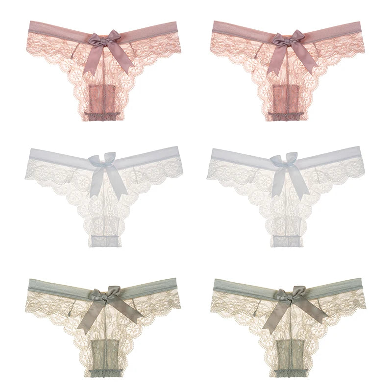 Women's 6 Pcs Spandex Low Waist Breathable Lace Pattern Panties