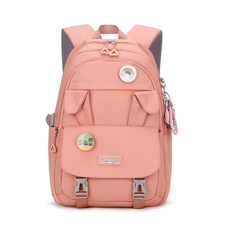 Kid's Girl Nylon Zipper Closure Letter Pattern School Backpack