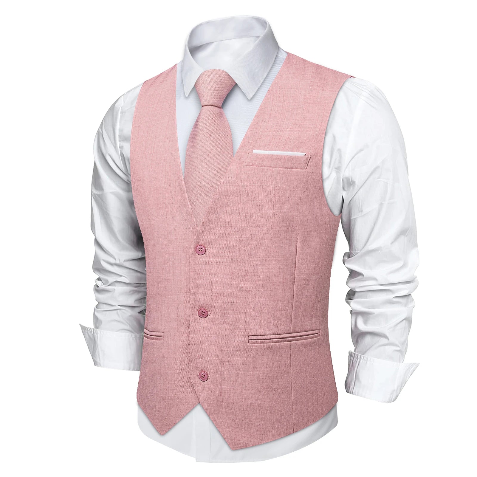 Men's Cotton V-Neck Sleeveless Plain Single Breasted Formal Vests