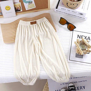 Kid's Cotton Mid Elastic Waist Closure Casual Wear Trousers