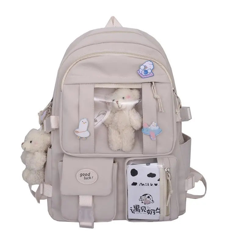 Kid's Nylon Zipper Closure Large Capacity Trendy School Backpack