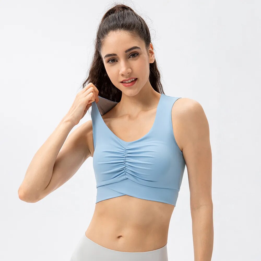 Women's V-Neck Spandex Shockproof Quick-Dry Yoga Crop Top