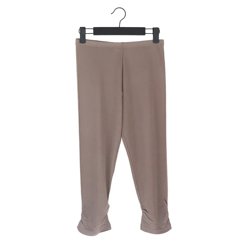 Women's Silk Elastic Closure Mid Waist Double-Sided Casual Pants