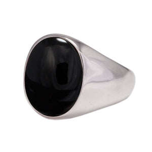 Men's 100% 925 Sterling Silver Agate Geometric Bezel Setting Ring