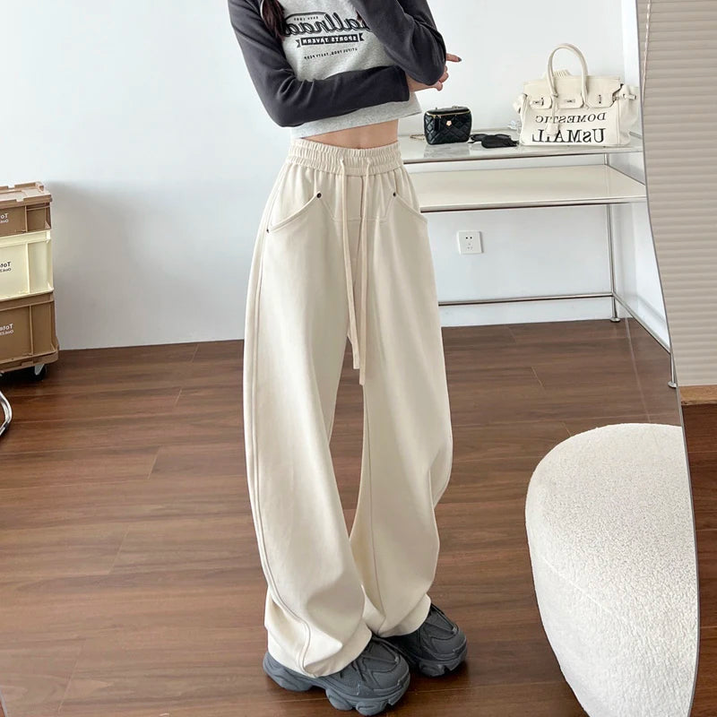 Women's Polyester Elastic Closure High Waist Solid Trousers