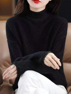 Women's Acrylic Turtleneck Full Sleeves Pullover Solid Sweater