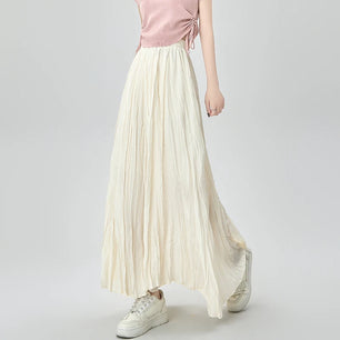 Women's Polyester Elastic High Waist Solid Pattern Casual Skirts