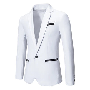 Men's Notched Polyester Long Sleeve Single Breasted Casual Blazers