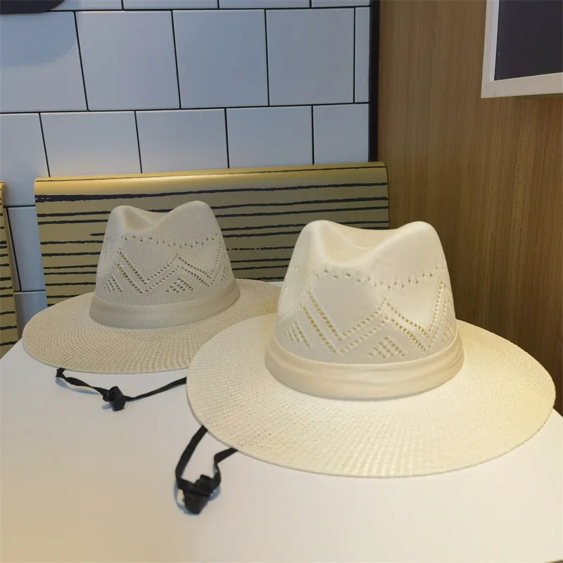 Women's Straw Solid Pattern Glamorous Sun Protection Brim Hat