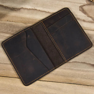 Men's Genuine Leather Solid Pattern Card Holder Trendy Wallets