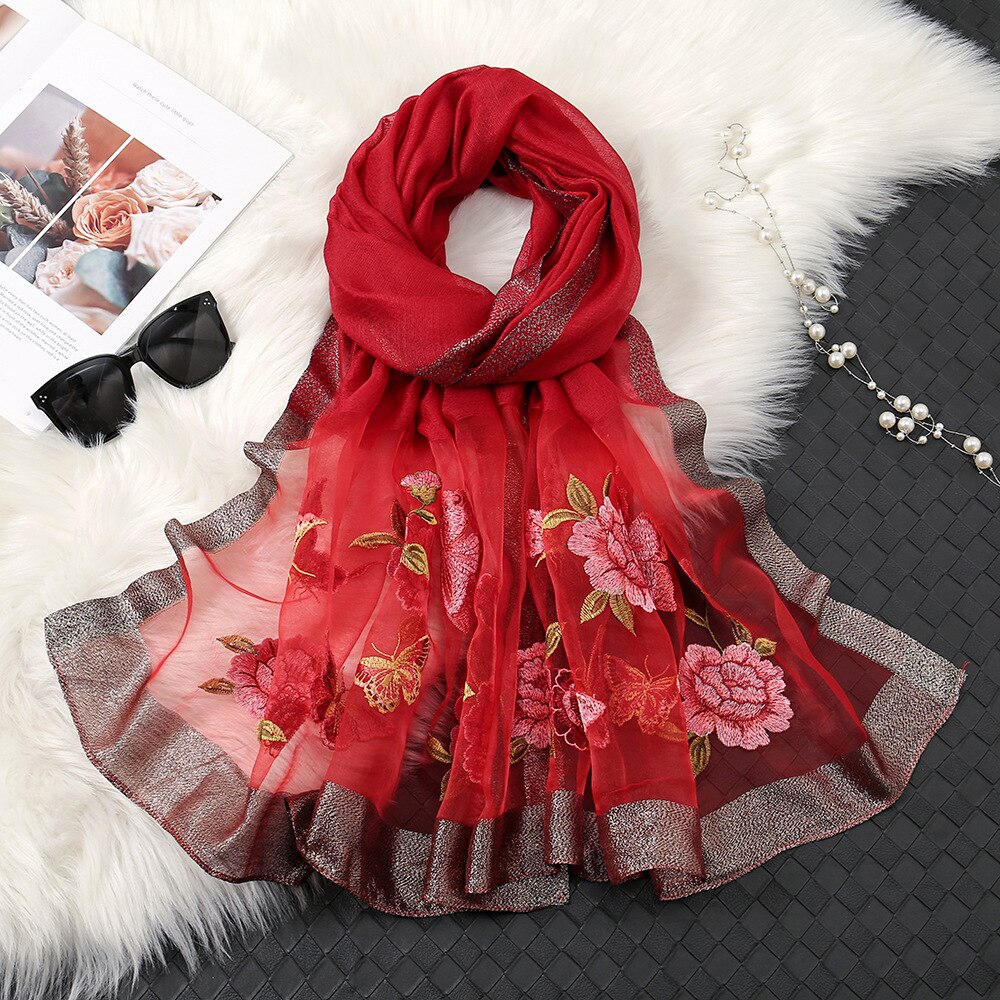 Women's Arabian Polyester Quick-Dry Floral Pattern Luxury Scarfs