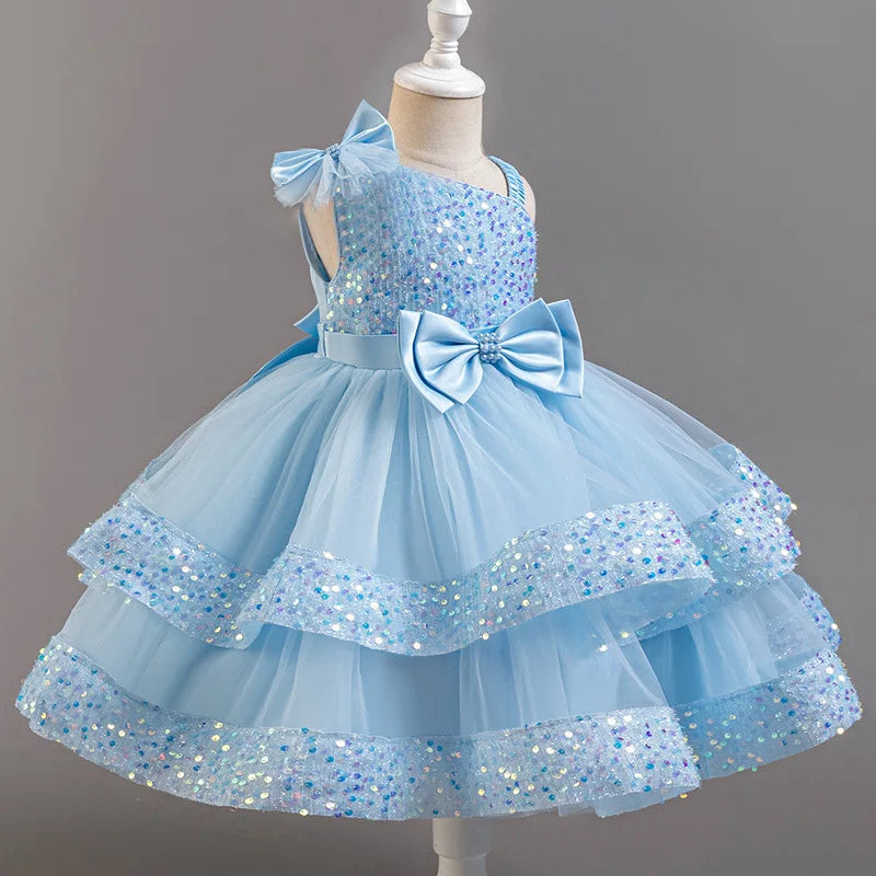 Kid's Girl Polyester Sleeveless Sequined Pattern Princess Dress