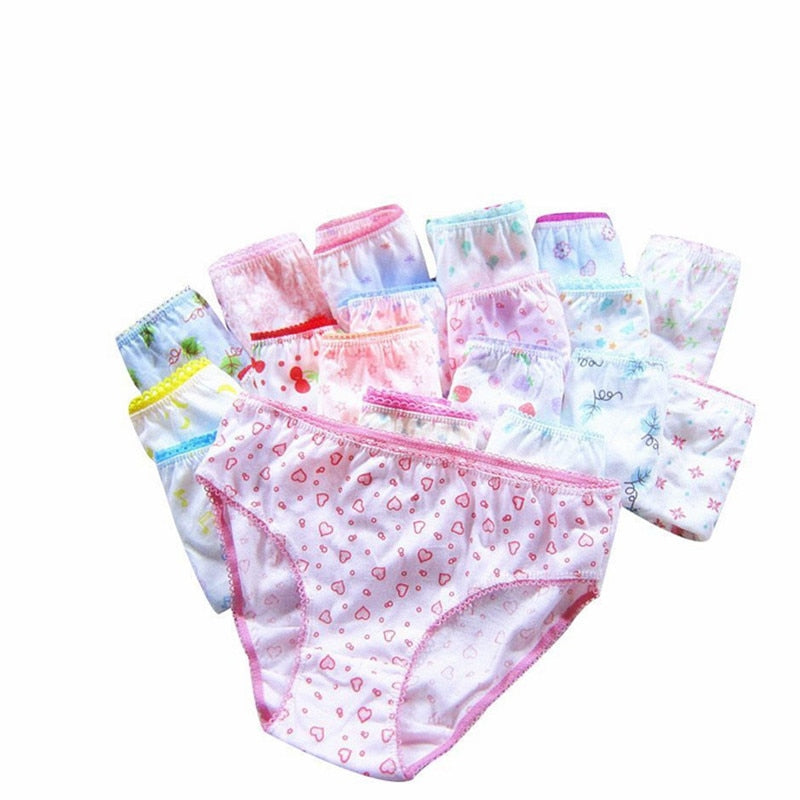 Kid's Girls 12Pcs Cotton Quick-Dry Printed Pattern Casual Panties