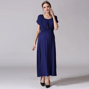 Women's Spandex V-Neck Short Sleeve Breastfeeding Maternity Dress